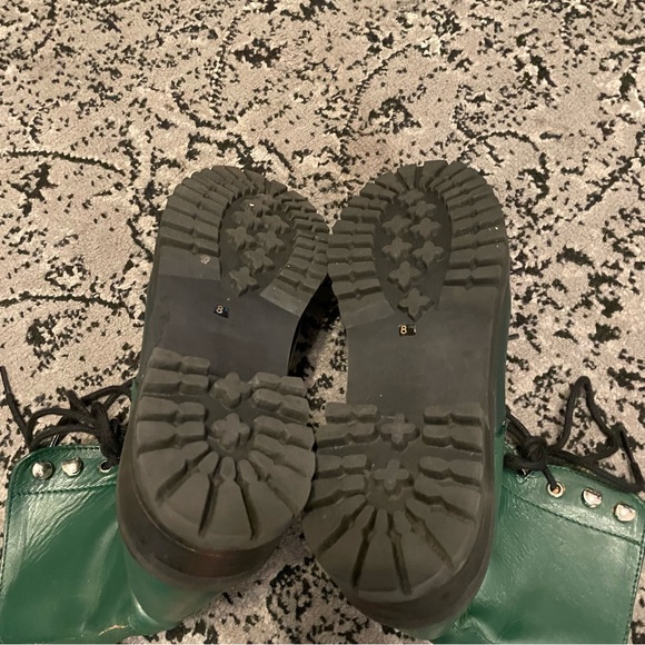 Aqua brand lug sole green combat boots with silver studs - Picture 11 of 15